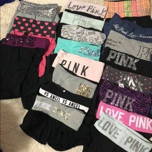 Bundle of pink fold over yoga leggings